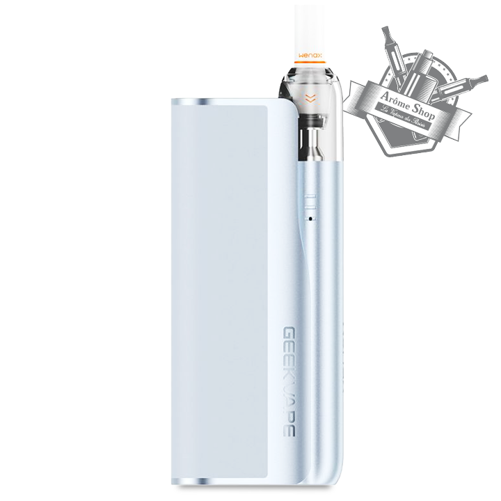 La WENAX M STARTER, est proposée par GEEKVAPE, le kit est composé d'un pod de 400 mAh et d'une Powerbank de 2 500 mAh pour une autonomie totale de  2 900 mAh. La contenance de ce pod pratique est ultra simple à utiliser, est de 2 ml, est propose une puissance de 16 W pour un tirage serré. 