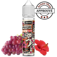 Saveurs dominantes : Raisin et hibiscus.  Le BLOSSOM COCKTAIL chez KJUICE, est un cocktail fruité avec un raisin savoureux aromatisé à la fleur d'hibiscus. 40/60 : PG/VG. Fabriqué en France par LIQUIDEO.