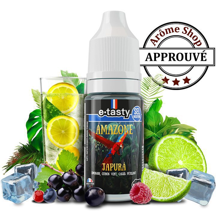 JAPURA AMAZONE By E-TASTY SEL DE NICOTINE E.LIQUIDE fruité jaune et rouge 10 ml 💨