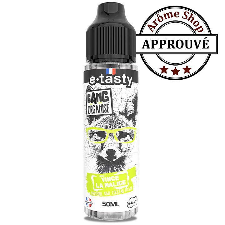 e.liquide VINCE LA MALICE 50 ML GANG ORGANISÉ By E.TASTY FRUITÉ jaune vert et rouge💨