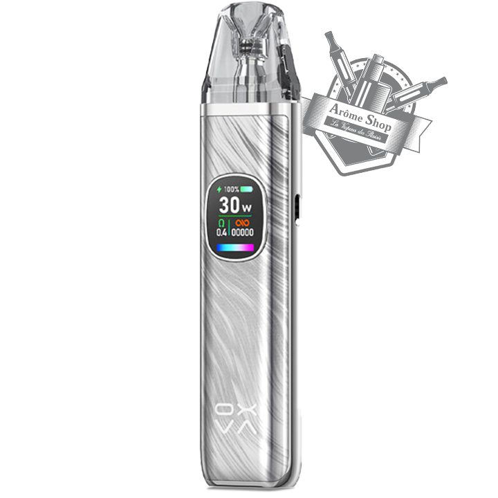 XLIM 1300 mAh | ⚡ 5-30W réglable | 🛠️ Compatible GTX OXVA | 💨 Airflow réglable | 🏆 Réservoir 2ml anti-fuite | 📺 Écran TFT 0.96” | 🔄 Modes, Eco, Smart. argent silver carbon