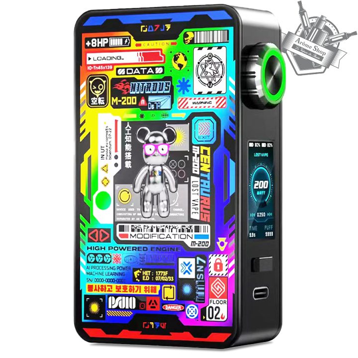 thumb_lost-vape_CENTAURUS-M200_LES-COUVERTURES_BLE-BEAR Centaurus M200 - LOST VAPE 🔋 Box 200W double accu ⚡ 🧲 Panneaux magnétiques 🎨 Couleurs variées ⚠️ Sécurité accus 🛠️ Design haut de gamme – BLE BEAR NOIR RAINBOW
