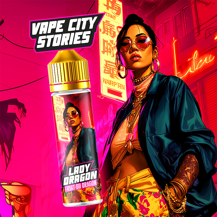 🐉LADY DRAGON 30 ML-VAPE CITY STORIES 🐉 Saveurs dominantes : Fruit du dragon 🐉, Fraise 🍓, Fruits exotiques 🥭🍍 Laissez-vous envoûter par LADY DRAGON de l'Édition VAPE CITY STORIES par ARÔME SHOP . Cet arôme concentré révèle toute la douceur du fruit du dragon🐉, sublimée par une fraise juteuse 🍓 et un mélange de fruits exotiques🥭🍍 aux accents tropicaux. Conçu pour le DIY, ce concentré 30 ml offre un équilibre parfait entre sucré, acidulé et exotique, pour créer un e-liquide personnalisé plein de caractère, de rondeur et de sensualité. EXCLU ARÔME SHOP 🤩 👉   Disponible en version tout prêt 50 ML  ⚡ À diluer avant utilisation – Arôme concentré 30 ml pour préparation DIY 🇫🇷 Fabriqué en France