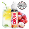 e-tasty Crush 50ml vape juice bottle with lemon drink and frozen raspberries in the background, APROUVÉ seal visible. FELICITA FREEZY CRUSH BY E-TASTY E-LIQUIDE FRAIS 💨