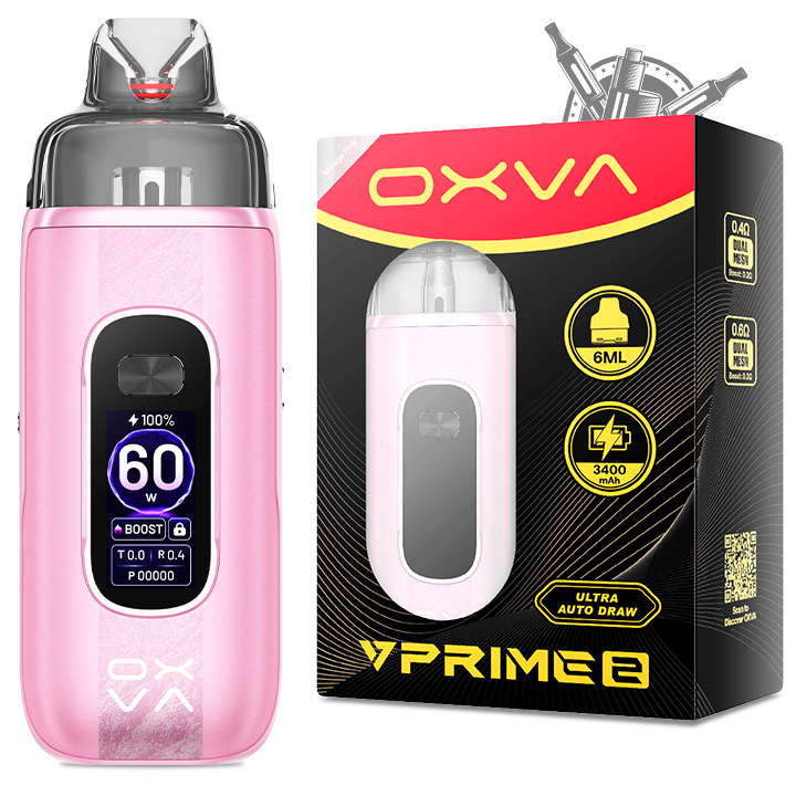 VPRIME 2 KIT POD OXVA CIGARETTE ÉLECTRONIQUE 💨 mirage pink rose avant avec boite